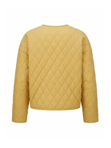 Livesso Jaket Wanita Longgar Warna Kuning dengan Tudung, Tali Serut, Lengan Panjang, Tebal, dan Dekorasi Saku, Musim Dingin - Kuning - View 10