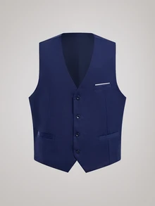 Officeau Men's Suits Plus Size 3 Pieces Solid Suit Set For Men Elegance Slim Fit Wedding Jacket Vest Pants Party Prom Formal For Business Tuxedo Set - Navy Blue - View 6