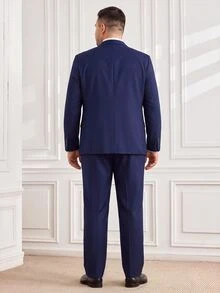 Officeau Men's Suits Plus Size 3 Pieces Solid Suit Set For Men Elegance Slim Fit Wedding Jacket Vest Pants Party Prom Formal For Business Tuxedo Set - Navy Blue - View 2