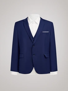 Officeau Men's Suits Plus Size 3 Pieces Solid Suit Set For Men Elegance Slim Fit Wedding Jacket Vest Pants Party Prom Formal For Business Tuxedo Set - Navy Blue - View 11