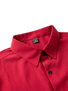 Manfinity Mode Men's Casual Fashion Long Sleeve Shirt, Formal, Old Money - Red - View 6