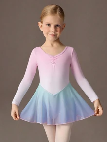 SHEIN Young Girls Clothes Ballet Leotard Light Pink,Autumn, Cute, Christmas, Back To School - Baby Pink - View 3