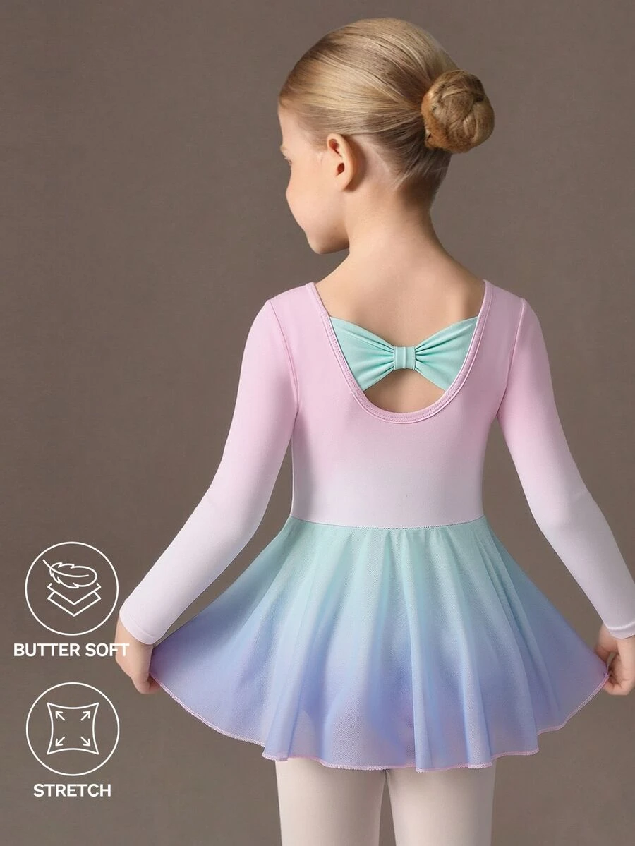 SHEIN Young Girls Clothes Ballet Leotard Light Pink,Autumn, Cute, Christmas, Back To School