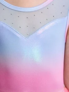 Sleeveless Ombre Tulle Ballet Dress For Girls, Leotard Dance With Rhinestone Decor Autumn Fall - Pink - View 7