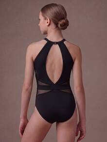 SHEIN Pakaian Anak Perempuan Remaja, Leotard Balet Hitam Klasik, Leher Tinggi yang Indah, Lucu, Sekolah, Kembali ke Sekolah Musim Gugur - Hitam - View 8