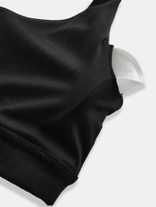 SHEIN Tween Girls Moisture Wicking Sports Bra Top, Removable Padded, Crossback Straps, Yoga, Absorbs Sweat, Autumn Winter, Fall, Back To School, Running - Black - View 4