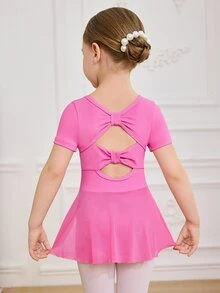 Young Girls School Ballet Dance Leotard Cute Bow Backless Sports Cutout Summer Breathable Outfit Autumn Winter 7th Birthday Baby Pink Princess Cowgirl - Hot Pink - View 8
