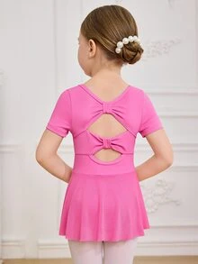 Young Girls School Ballet Dance Leotard Cute Bow Backless Sports Cutout Summer Breathable Outfit Autumn Winter 7th Birthday Baby Pink Princess Cowgirl - Hot Pink - View 4