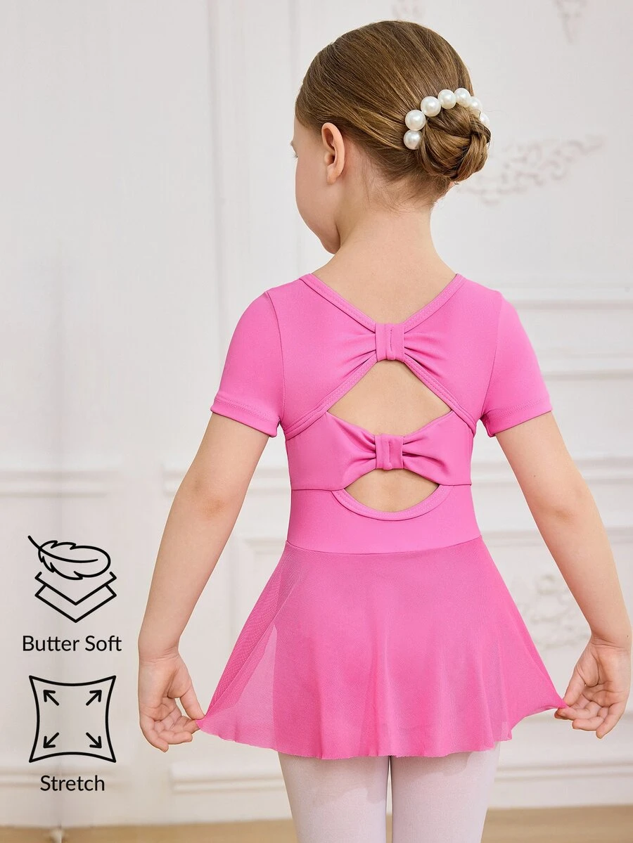 Young Girls School Ballet Dance Leotard Cute Bow Backless Sports Cutout Summer Breathable Outfit Autumn Winter 7th Birthday Baby Pink Princess Cowgirl