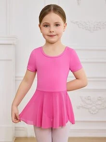 Young Girls School Ballet Dance Leotard Cute Bow Backless Sports Cutout Summer Breathable Outfit Autumn Winter 7th Birthday Baby Pink Princess Cowgirl - Hot Pink - View 6