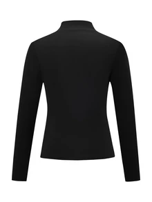 SHEIN 青少年女孩運動緊身外套 防曬衣 瑜伽 皮拉提斯 跑步 戶外活動 秋冬健身 徒步 運動風 黑色 基本款 寬鬆 - 黑色 - 查看 3