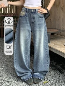 DAZY Women's Casual Daily Denim Jeans With Pockets And Buttons Fall - Blue - View 8