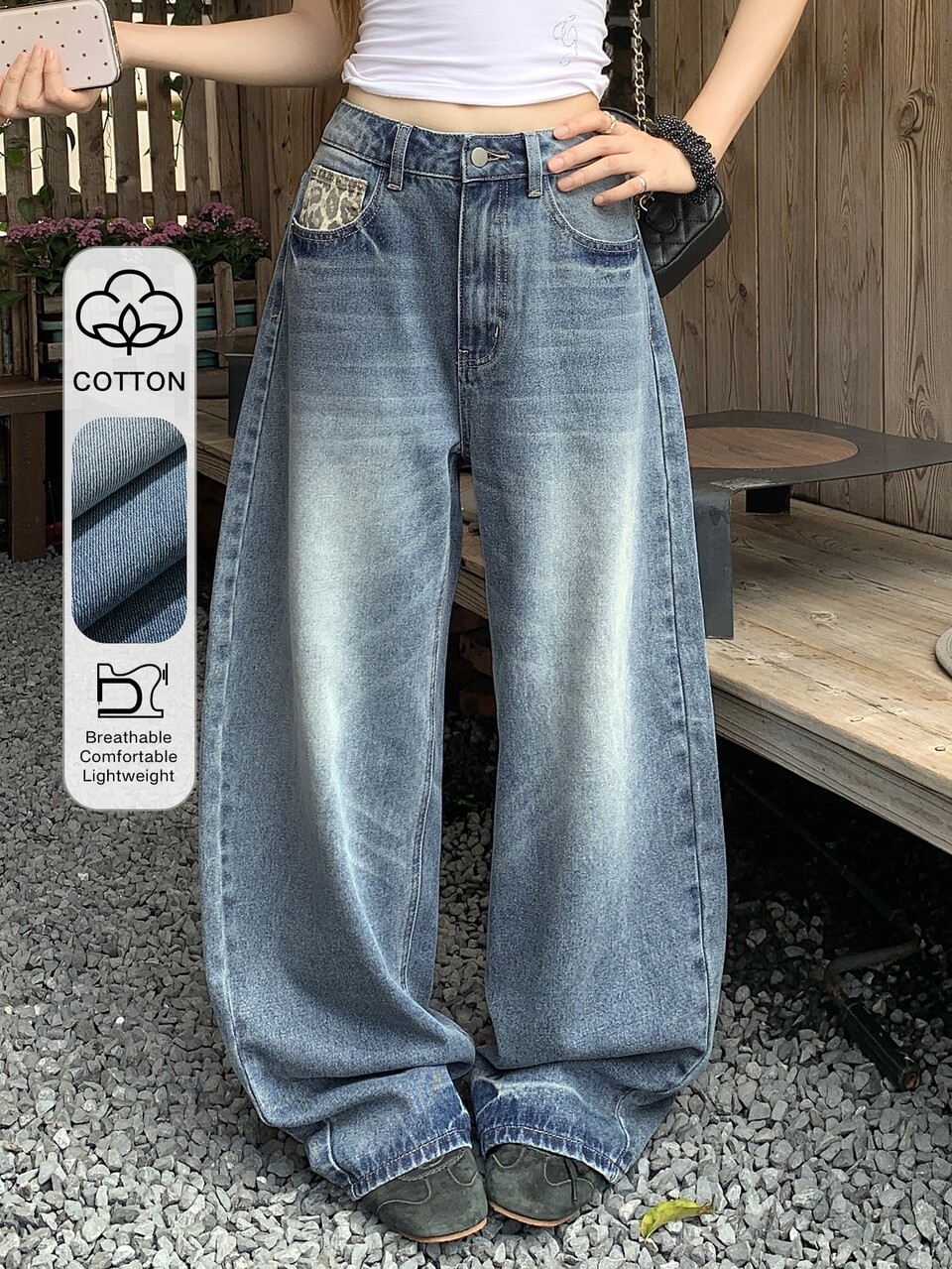 Women's Casual Daily Denim Jeans With Pockets And Buttons Fall