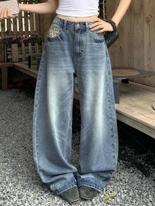 DAZY Women's Casual Daily Denim Jeans With Pockets And Buttons Fall - Blue - View 7