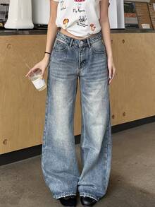 DAZY Women's Casual Y2k 2000s Washed Star Patchwork Denim Jeans Summer Everyday Night Out Light Blue - Blue - View 3