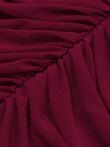 DAZY Women's Sexy Vintage Pleated Fishtail Hem Dress Fall - Dark Red - View 6