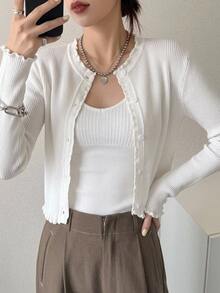 DAZY Women Lightweight Cardigans Fall - White - View 8