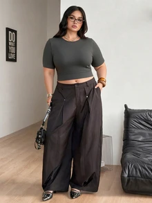 Sweetra Women's Plus Size Short Slim Fit Sports T-Shirt - Multicolor - View 6