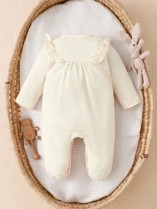 1pc Newborn Cute Ruffled Collar Anti-Kick Quilt, Comfortable Home Wear Coming Home Lounge, Anti-Cold White Autumn Funny Cute - Pink - View 2