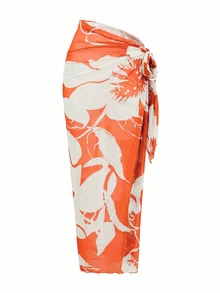 Swim Oasis Women's One-Piece Swimsuit With Mesh Patchwork And Skirt Beach Burnt Orange Summer Sexy - Orange - View 5