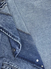 Slaydiva Jaket Denim Biru Pendek Berkerah untuk Semua Musim, Cocok untuk Aktivitas Luar Ruangan Ukuran Plus - Medium Wash - View 8