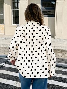 Serisse Elegant blazer för kvinnor med prickigt mönster och långa ärmar - Svart och Vitt - Visa 2