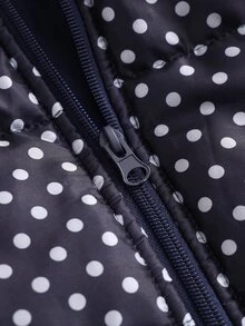 SHEIN Women's New Autumn/Winter Navy Blue Polka Dot Pattern Loose Sleeveless Elegant Daily Commute Holiday Home Party Gathering Outfit Work Office Vest Jacket - Navy Blue - View 4
