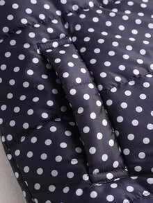 SHEIN Women's New Autumn/Winter Navy Blue Polka Dot Pattern Loose Sleeveless Elegant Daily Commute Holiday Home Party Gathering Outfit Work Office Vest Jacket - Navy Blue - View 7