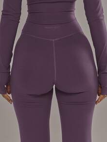 Musera Sport 交叉前开衩紧身裤套装（仅下装）板式网球冬季运动服健身房锻炼合金 - 紫色 - 查看 3
