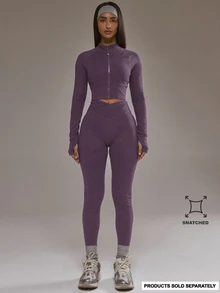 Musera Sport 交叉前开衩紧身裤套装（仅下装）板式网球冬季运动服健身房锻炼合金 - 紫色 - 查看 2