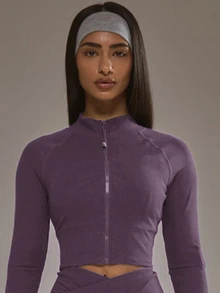 Musera Sport 交叉前开衩紧身裤套装（仅下装）板式网球冬季运动服健身房锻炼合金 - 紫色 - 查看 1