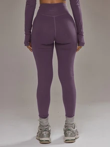 Musera Sport 交叉前开衩紧身裤套装（仅下装）板式网球冬季运动服健身房锻炼合金 - 紫色 - 查看 6