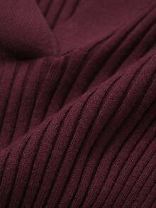 DAZY Women's Solid Color Collared Long Sleeve Slim Fit Casual Sweater Fall - Burgundy - View 9