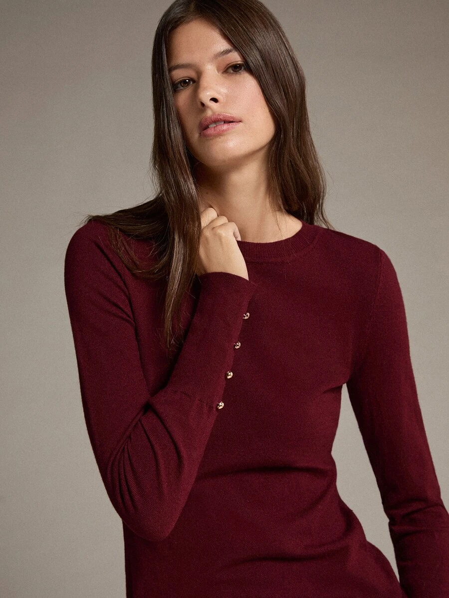 MOTF PREMIUM ALL-MATCH VERSATILE BUTTON DECOR FITTED KNIT SWEATER