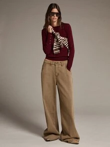 MOTF PREMIUM ALL-MATCH VERSATILE BUTTON DECOR FITTED KNIT SWEATER - Burgundy - View 6