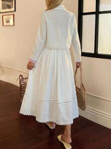 DAZY Women's Solid Color Long Sleeve Top And Skirt Casual 2 Pieces Set Fall - White - View 4