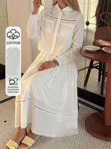 DAZY Women's Solid Color Long Sleeve Top And Skirt Casual 2 Pieces Set Fall - White - View 7