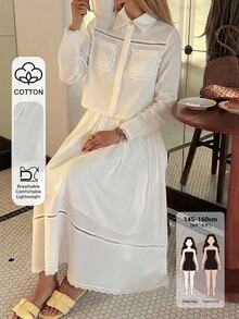 DAZY Women's Solid Color Long Sleeve Top And Skirt Casual 2 Pieces Set Fall - White - View 1