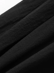 DAZY Solid Drawstring Waist Wide Leg Pants Fall - Black - View 9