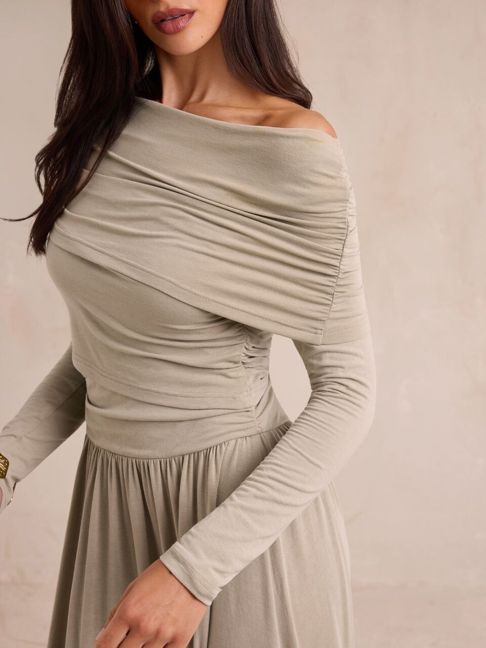 Enchnt Premium Pre-Fall Vestido de Punto Elegante y Estilizador Gris Romántico para Mujer, Vestido Casual, Atuendos para Festivales, Atuendos para el Trabajo, Vestido para Ceremonias, Atuendos Navideños