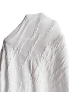 Elenzga Women's Plus Size White Flared Dress, Long Sleeve, Round Neck, Twisted Fish Tail Hemline Fall - White - View 11