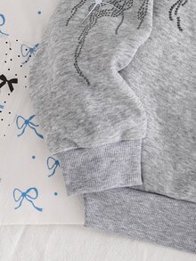 Sparklyn 1件女款Y2K亞文化風格夾克，街頭休閒秋冬穿搭，水鑽字母圖案，大尺寸毛領連帽短版拉鍊運動外套 - 灰色 - 查看 5