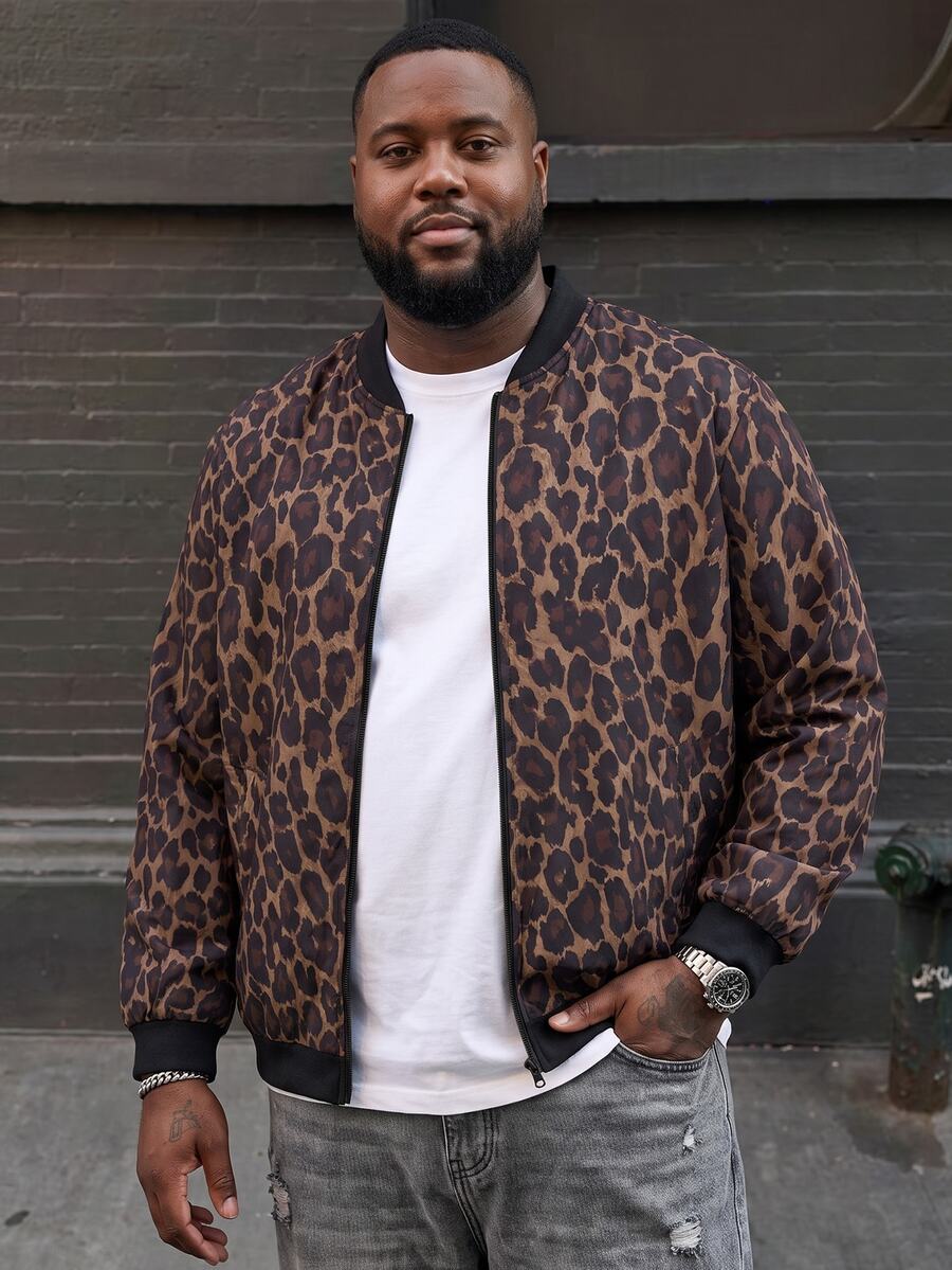 Ethos Form Men's Plus Size Leopard Print Jacket - Multicolor - View 1