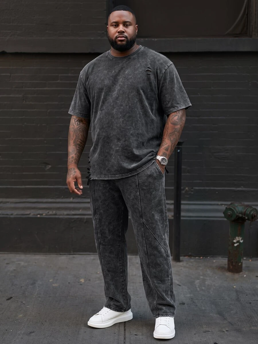 Ethos Form Men's Plus Size Crew Neck Short Sleeve T-Shirt Set - Black - View 1