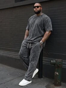 Ethos Form Men's Plus Size Crew Neck Short Sleeve T-Shirt Set - Black - View 3