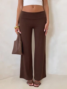 Glamine Brown High Elasticity Solid Color Baggy Long Pants Back To School Fall Autumn Gym Yoga Pilates Running Jogging Casual Lounge Workout Stretchy Everyday - Mocha Brown - View 4