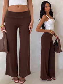 Glamine Brown High Elasticity Solid Color Baggy Long Pants Back To School Fall Autumn Gym Yoga Pilates Running Jogging Casual Lounge Workout Stretchy Everyday - Mocha Brown - View 6