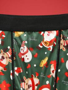 Notgurli Quần boxer nam dáng trung, in hoạt hình hài hước Giáng Sinh hình ông già Noel, hộp quà, kẹo gậy, chuông, bông tuyết, người tuyết, cho tiệc gia đình - Nhiều màu - Xem 3
