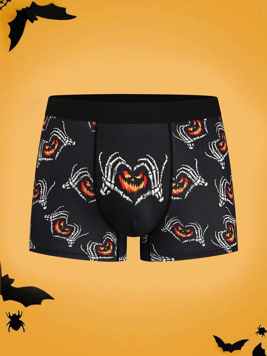Notgurli Men's Black And Pink Pattern Printed Boxer Briefs Halloween Winter Funny Cute - Multicolor - View 1