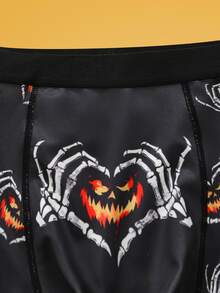 Notgurli Men's Black And Pink Pattern Printed Boxer Briefs Halloween Winter Funny Cute - Multicolor - View 3